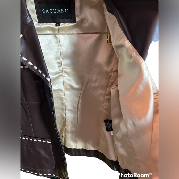 SAGUARO women’s SIZE Medium Brown Button Down Leather Jacket NWOT - Picture 4 of 9